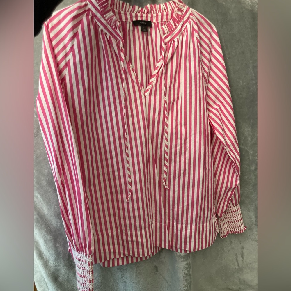 J. Crew Pink and White Striped Top